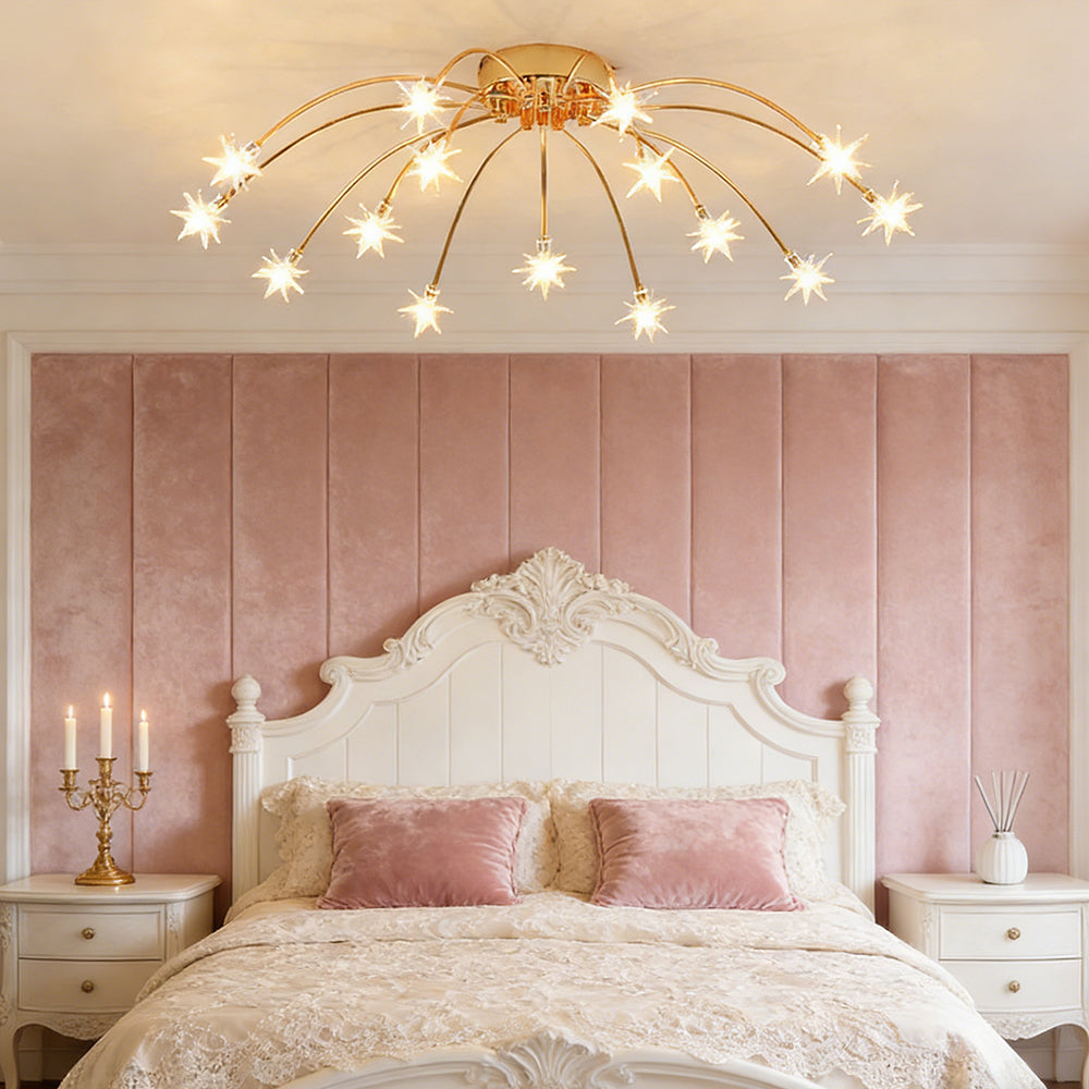 Semi Flush Mount Ceiling Light 24 Inch Glass & Metal LED Fixture for Bedroom Dining Room Contemporary Home Lighting | Thomler