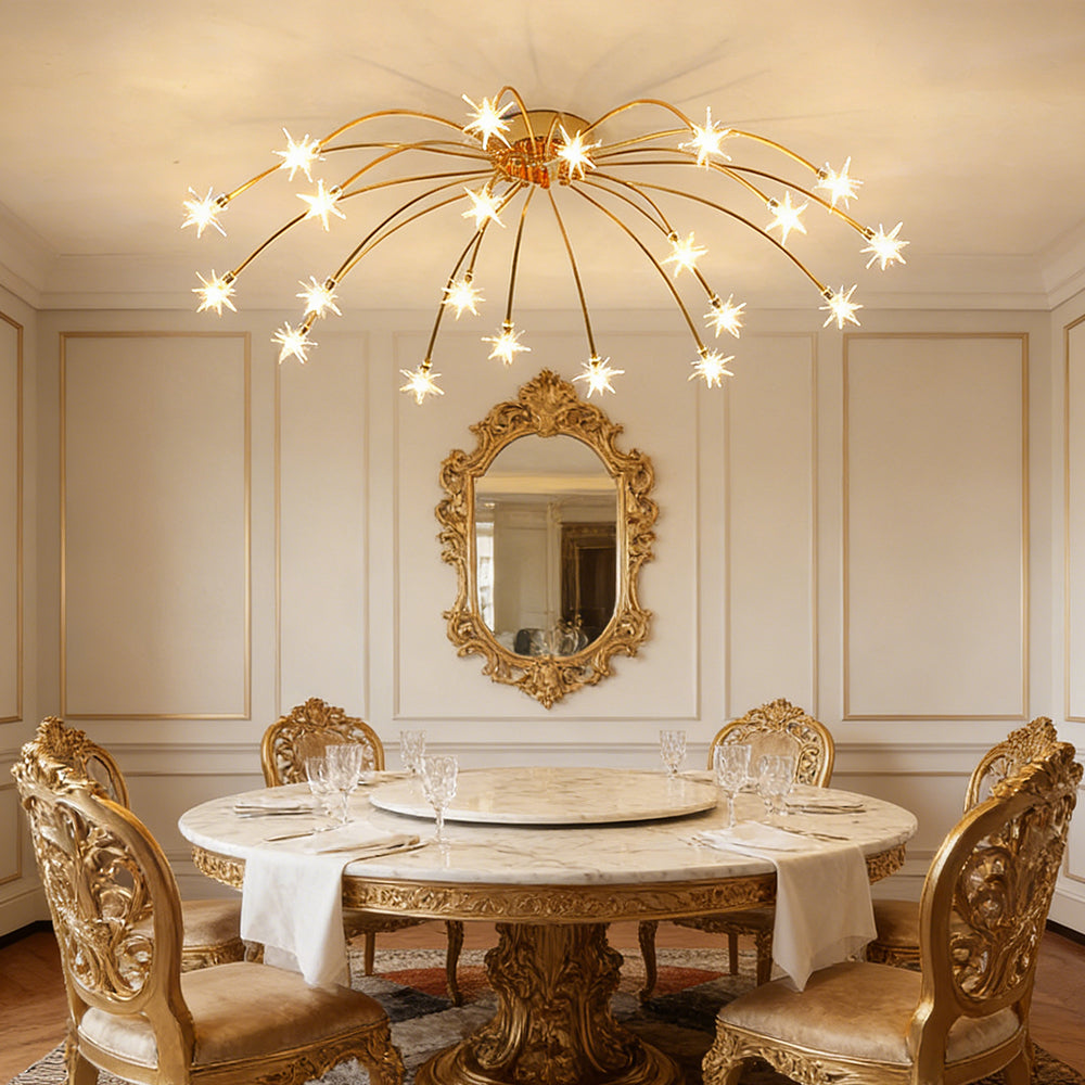 Semi-Flush LED Overhead Light Metal Glass 24-45 inch Diameter Adjustable Brightness Dining Room Living Room Bedroom Contemporary Home Ceilin | Thomler