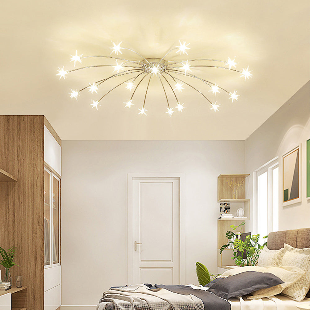 Semi-Flush LED Overhead Light Metal Glass 24-45 inch Diameter Adjustable Brightness Dining Room Living Room Bedroom Contemporary Home Ceilin | Thomler