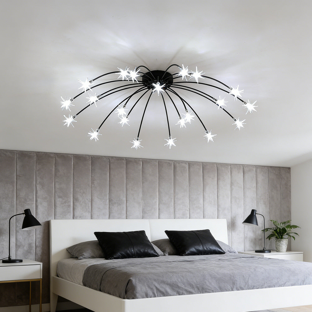 Semi Flush Mount Ceiling Light 24 Inch Glass & Metal LED Fixture for Bedroom Dining Room Contemporary Home Lighting | Thomler