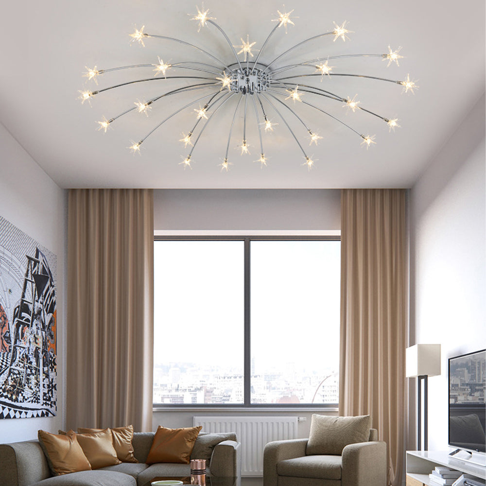 Semi-Flush LED Overhead Light Metal Glass 24-45 inch Diameter Adjustable Brightness Dining Room Living Room Bedroom Contemporary Home Ceilin | Thomler