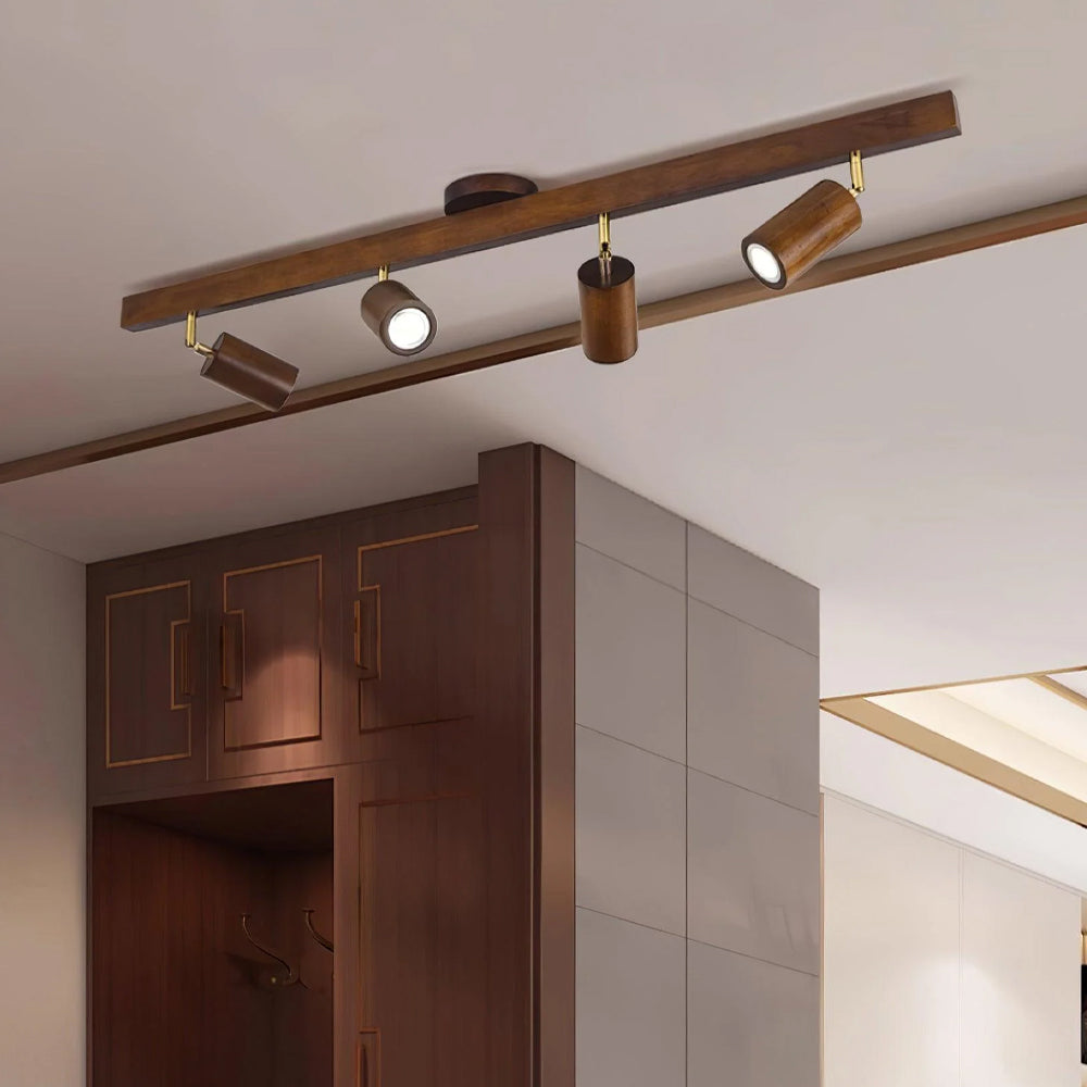 Adjustable LED Track Light Wood & Metal 39 in for Kitchen Dining Room Living Room Bedroom Modern Directional Ceiling Fixture | Thomler