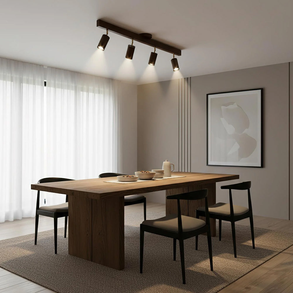 Adjustable LED Track Light Wood & Metal 39 in for Kitchen Dining Room Living Room Bedroom Modern Directional Ceiling Fixture | Thomler