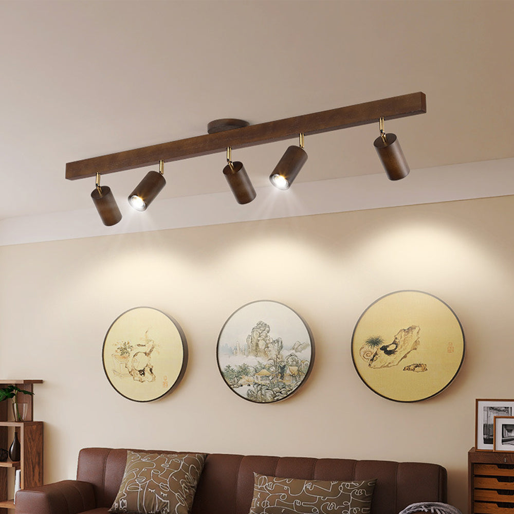 Adjustable LED Track Light Wood & Metal 39 in for Kitchen Dining Room Living Room Bedroom Modern Directional Ceiling Fixture | Thomler