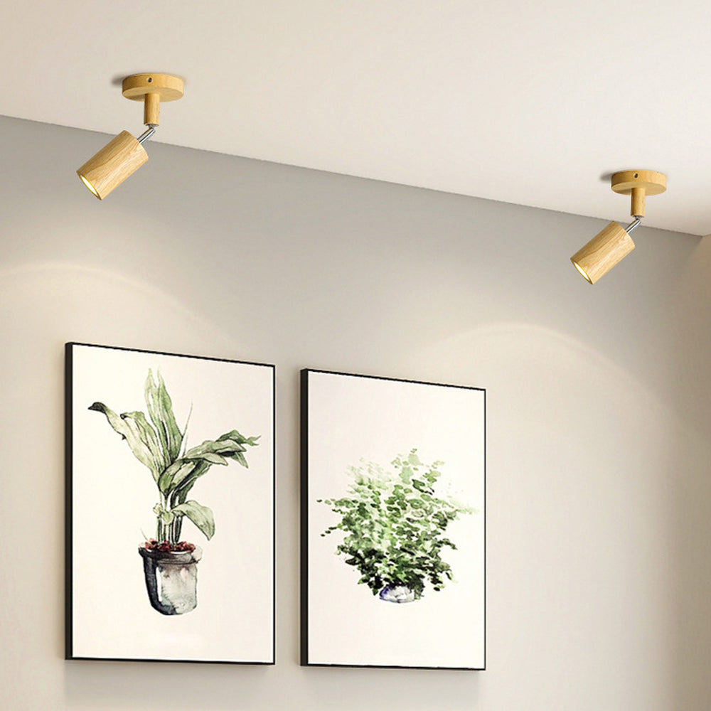 LED-Schienensystem aus Holz, naturfarben, verstellbare Strahler, Decken- und Wandmontage, Schienenleuchte 18 bis 120 cm, moderner linearer Spot-Balken, Esszimmer | Thomler