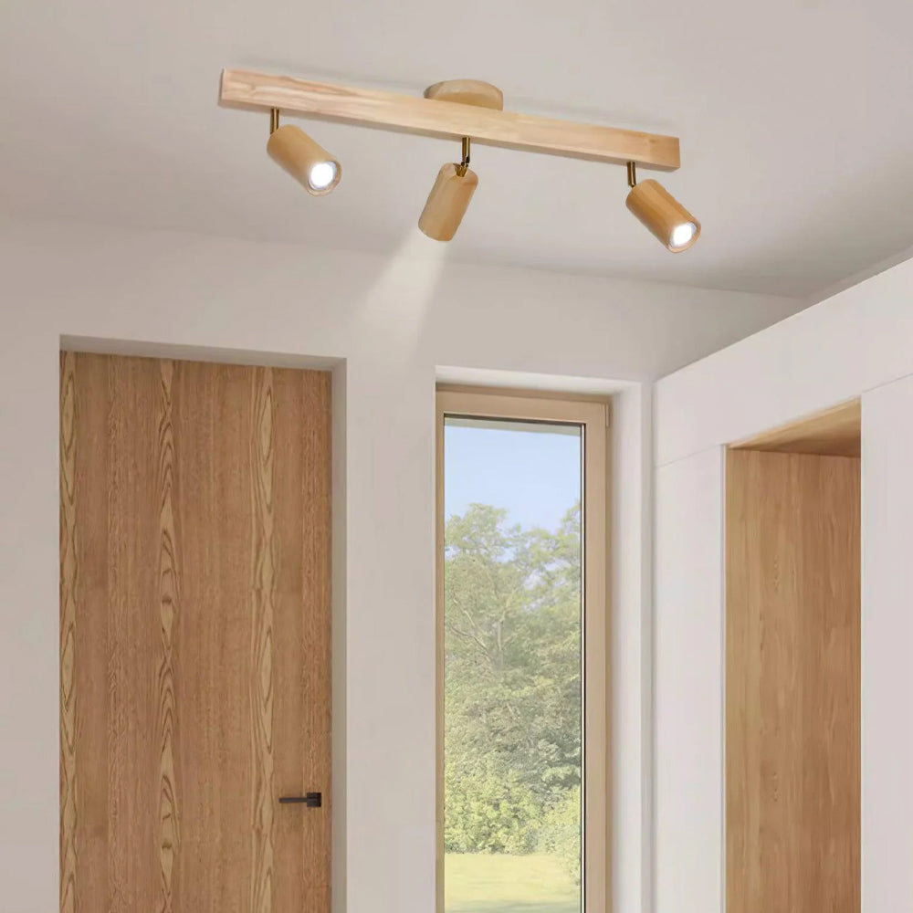 Adjustable LED Track Light Wood & Metal 39 in for Kitchen Dining Room Living Room Bedroom Modern Directional Ceiling Fixture | Thomler
