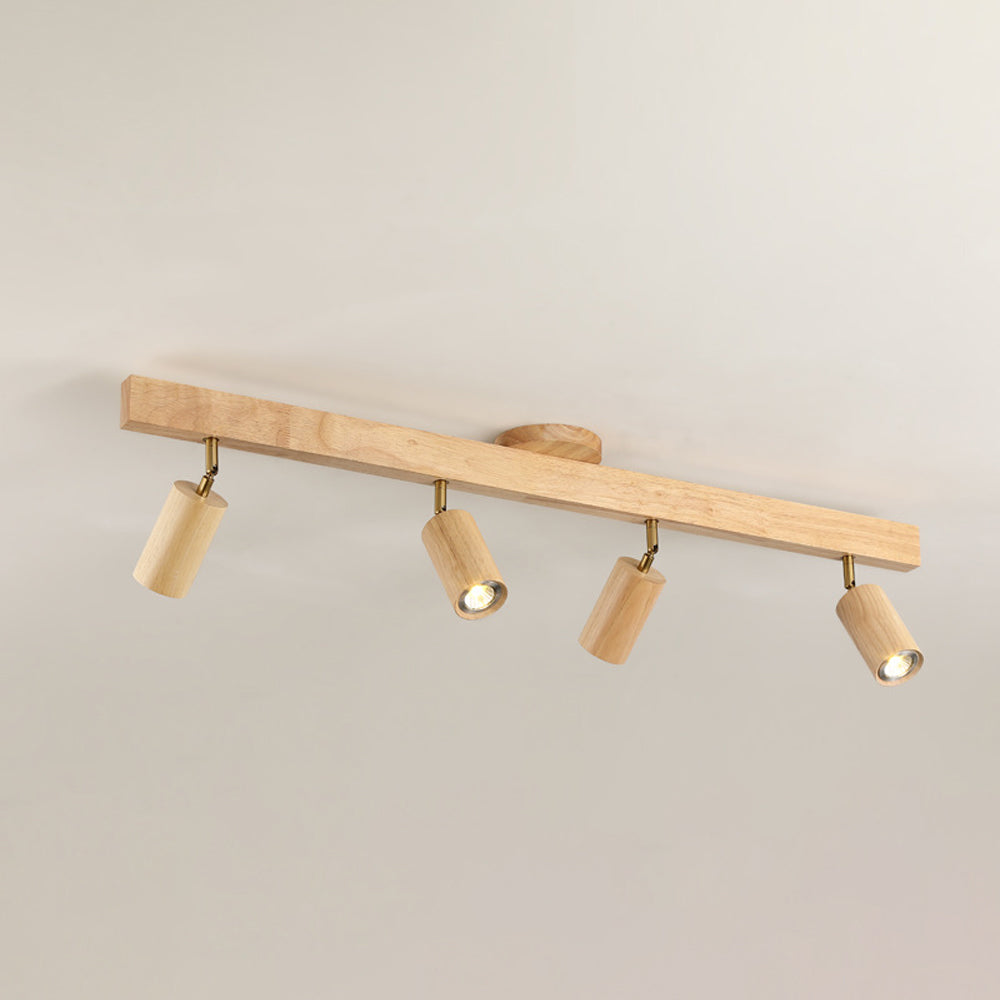 LED-Schienensystem aus Holz, naturfarben, verstellbare Strahler, Decken- und Wandmontage, Schienenleuchte 18 bis 120 cm, moderner linearer Spot-Balken, Esszimmer | Thomler