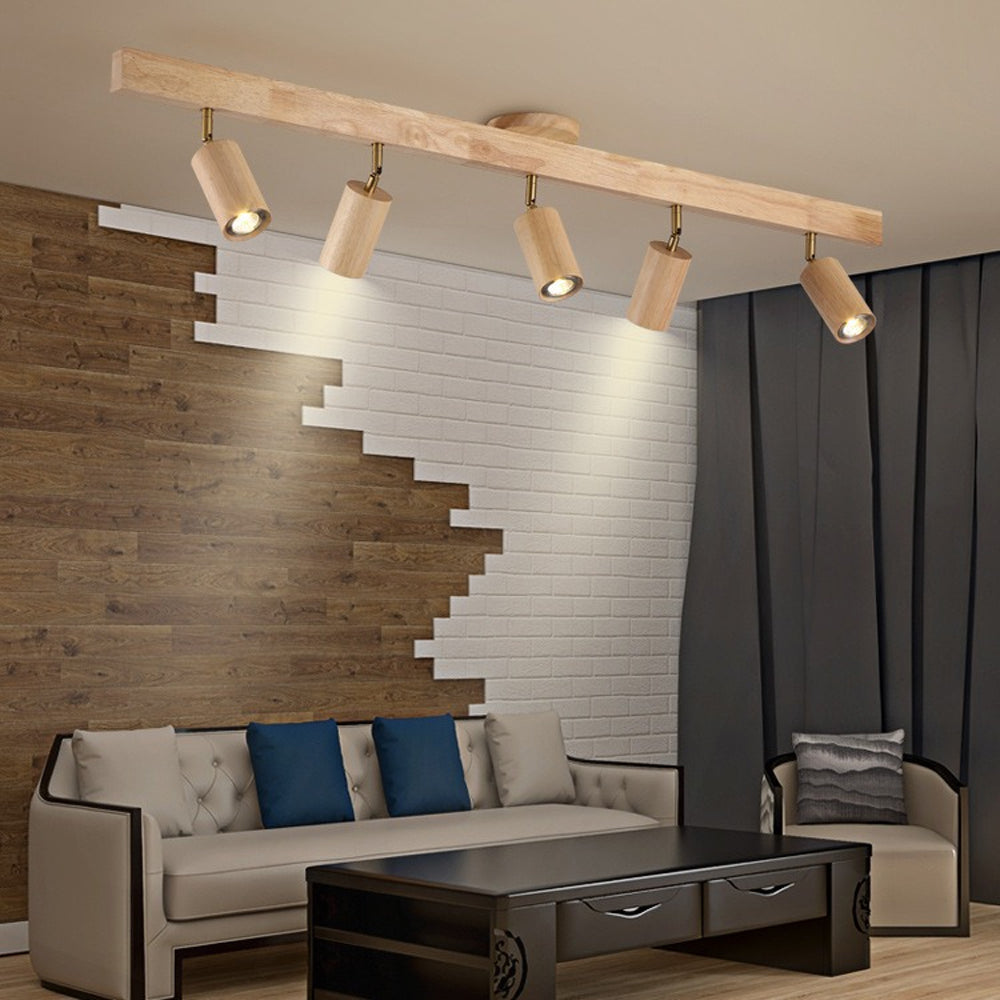 Adjustable LED Track Light Wood & Metal 39 in for Kitchen Dining Room Living Room Bedroom Modern Directional Ceiling Fixture | Thomler