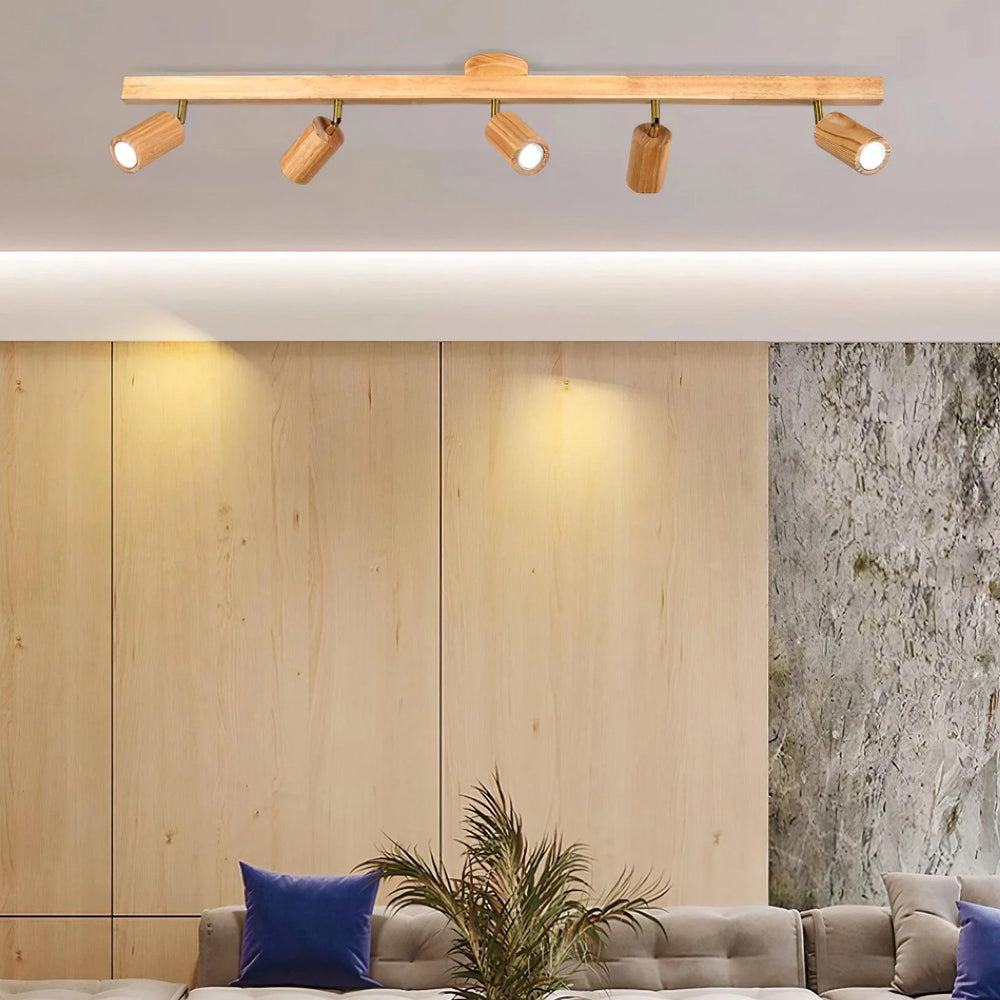 Adjustable LED Track Light Wood & Metal 39 in for Kitchen Dining Room Living Room Bedroom Modern Directional Ceiling Fixture | Thomler