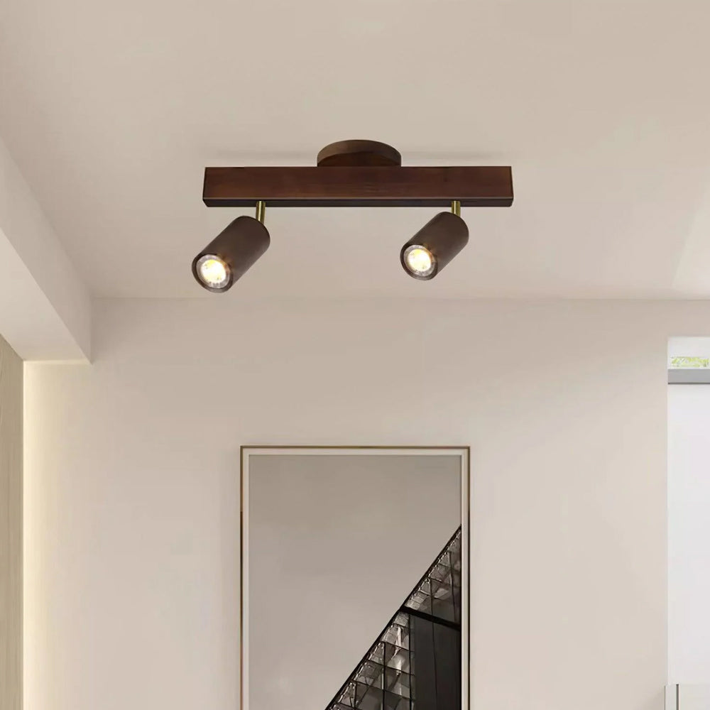 LED-Schienensystem aus Holz, naturfarben, verstellbare Strahler, Decken- und Wandmontage, Schienenleuchte 18 bis 120 cm, moderner linearer Spot-Balken, Esszimmer | Thomler