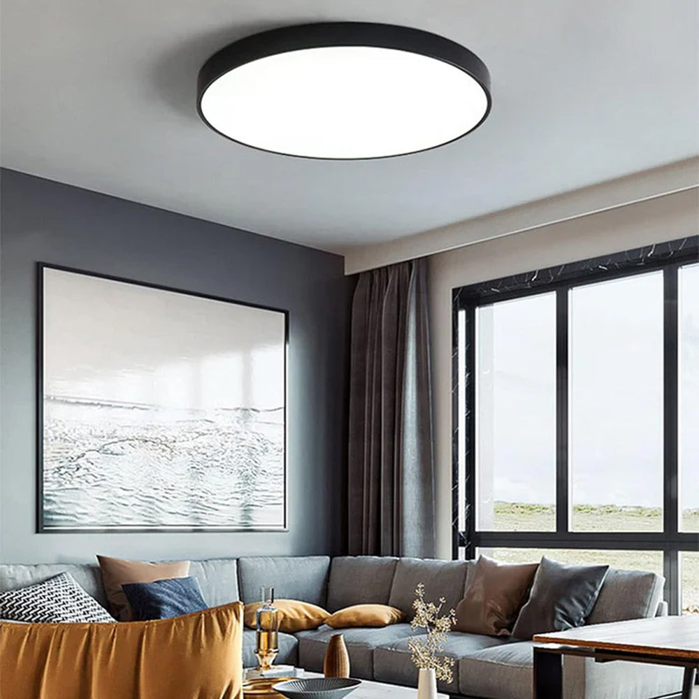 LED-Deckenleuchte rund Acryl-Panel flaches Design für Schlafzimmer Wohnzimmer Küche Flur dimmbar moderne Wohnraumbeleuchtung | Thomler