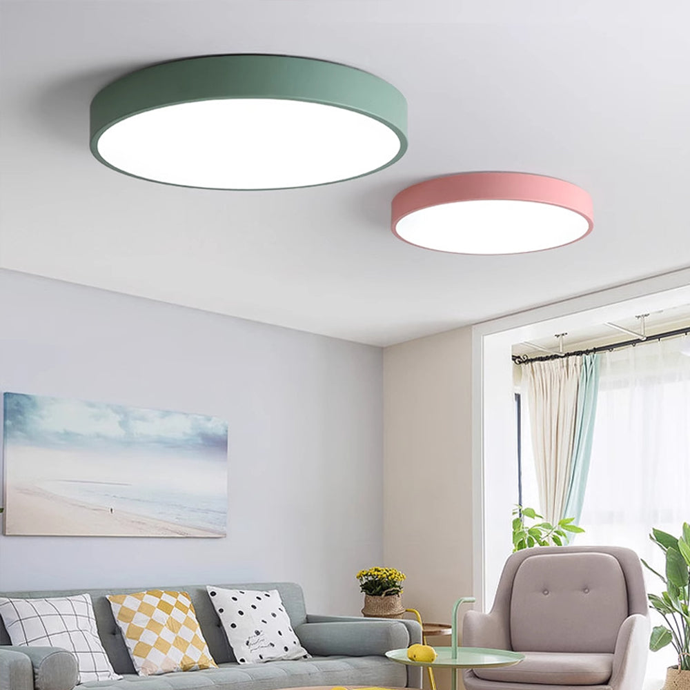 LED-Deckenleuchte rund Acryl-Panel flaches Design für Schlafzimmer Wohnzimmer Küche Flur dimmbar moderne Wohnraumbeleuchtung | Thomler