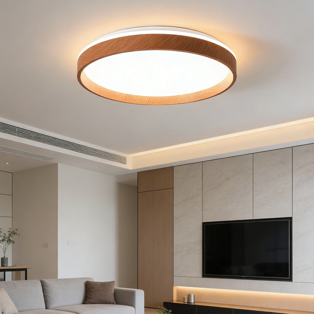 Round Flush Mount LED Light Fixture 16 in Acrylic for Bedroom Living Room Low Profile Modern Overhead Lighting Indoor | Thomler