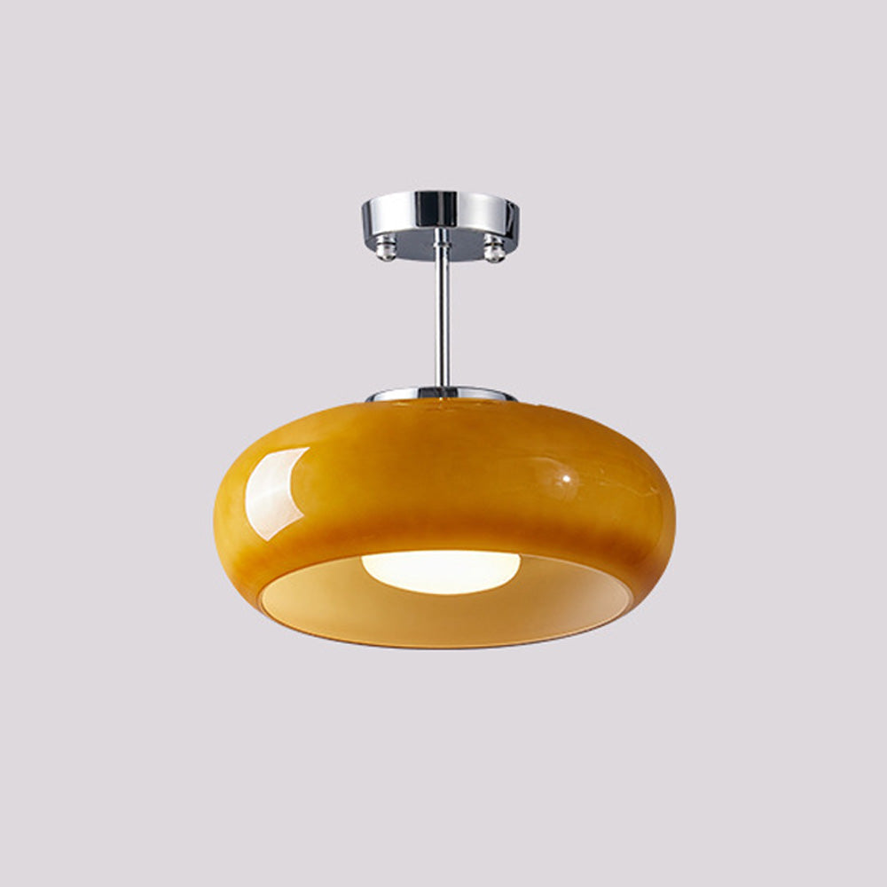 Amber Glass Globe Ceiling Light 11 Inch Dome Shade for Kitchen Island Dining Table Bedroom Brass Iron Fixture E27 Socket | Thomler