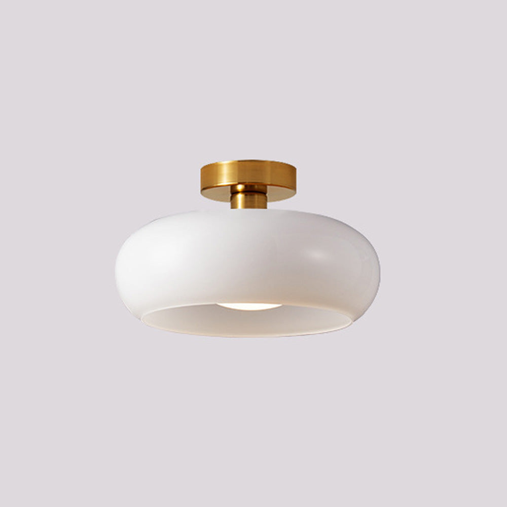 Amber Glass Globe Ceiling Light 11 Inch Dome Shade for Kitchen Island Dining Table Bedroom Brass Iron Fixture E27 Socket | Thomler