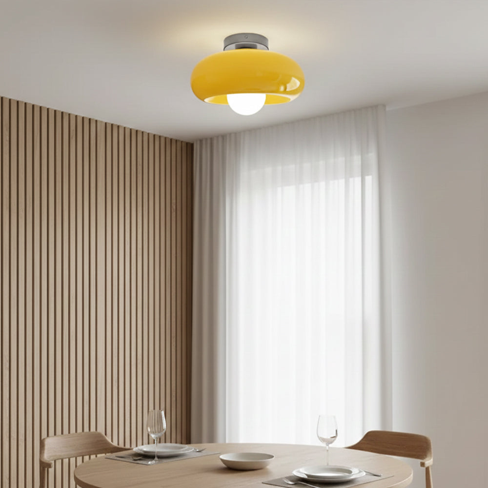 Semi Flush Mount Ceiling Light Fixture 11 in Glass Shade for Bedroom Living Room Hallway Indoor Lighting Chrome Gold Finish | Thomler