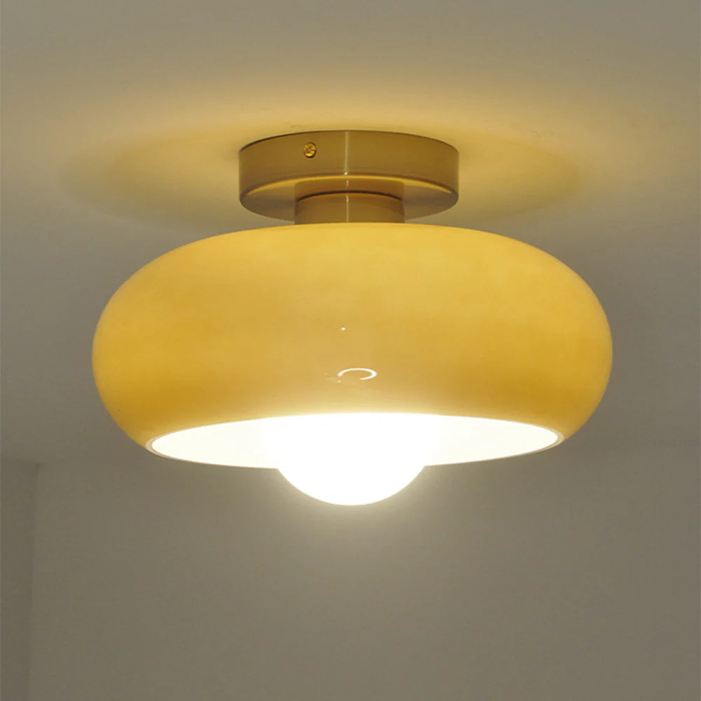 Semi Flush Mount Ceiling Light Fixture 11 in Glass Shade for Bedroom Living Room Hallway Indoor Lighting Chrome Gold Finish | Thomler