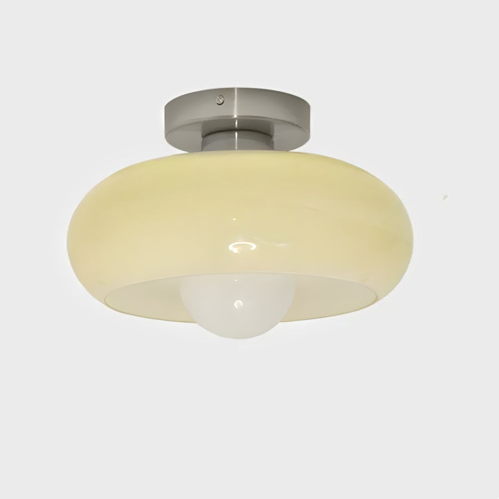 Semi Flush Mount Ceiling Light Fixture 11 in Glass Shade for Bedroom Living Room Hallway Indoor Lighting Chrome Gold Finish | Thomler