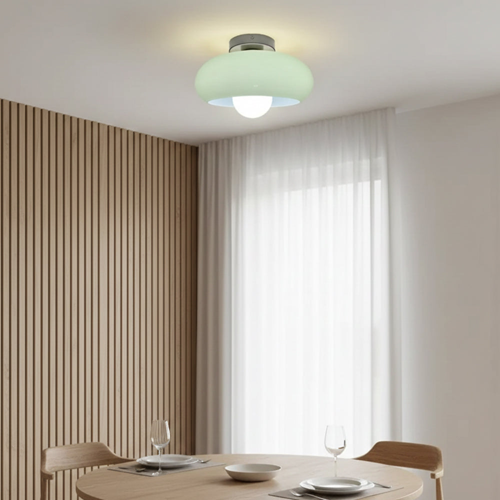 Semi Flush Mount Ceiling Light Fixture 11 in Glass Shade for Bedroom Living Room Hallway Indoor Lighting Chrome Gold Finish | Thomler