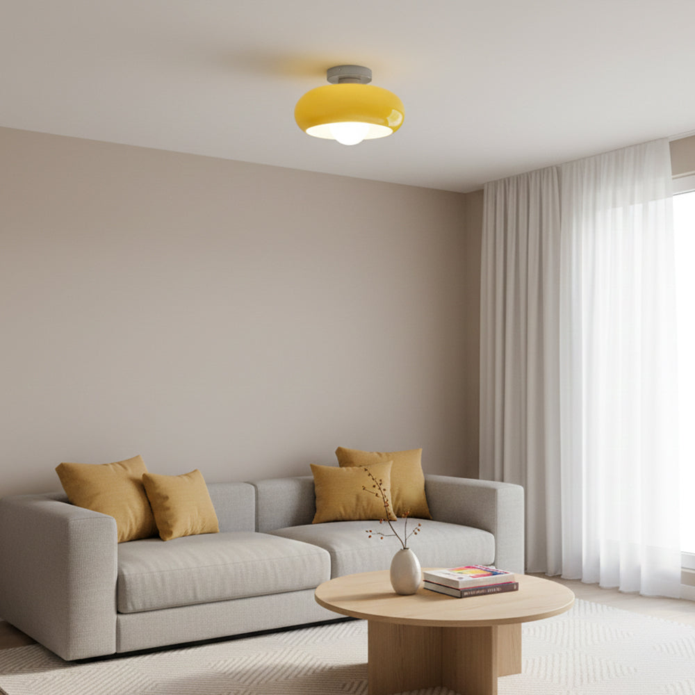 Semi Flush Mount Ceiling Light Fixture 11 in Glass Shade for Bedroom Living Room Hallway Indoor Lighting Chrome Gold Finish | Thomler