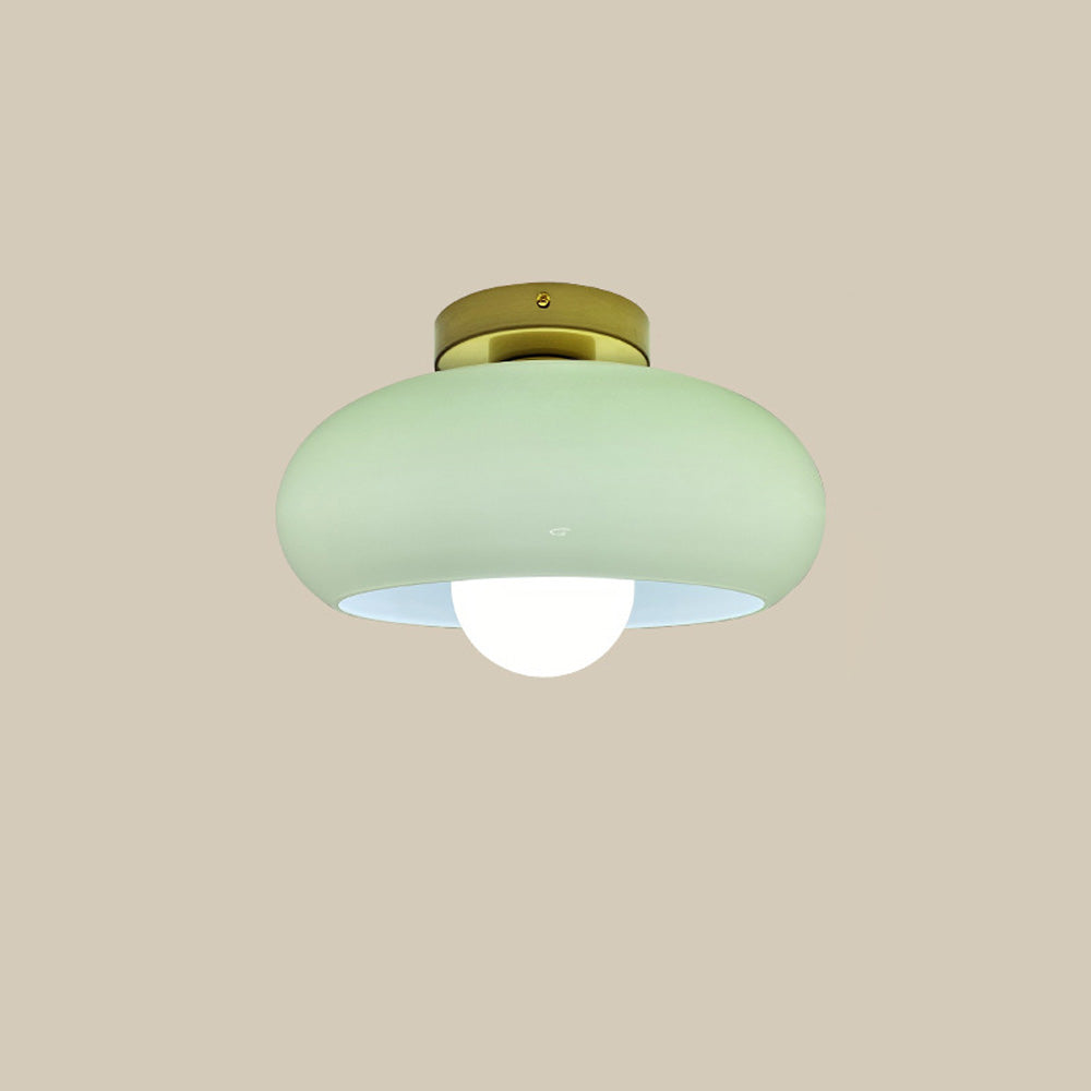 Semi Flush Mount Ceiling Light Fixture 11 in Glass Shade for Bedroom Living Room Hallway Indoor Lighting Chrome Gold Finish | Thomler