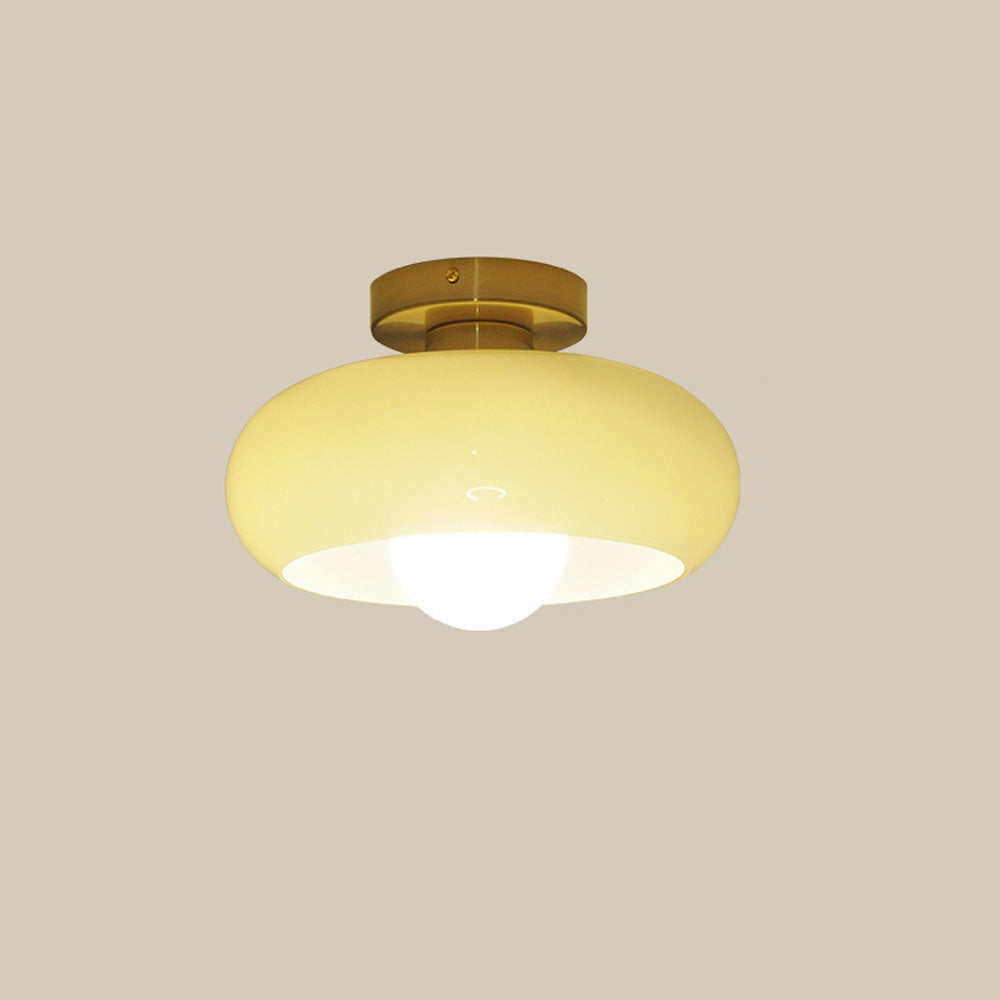 Semi Flush Mount Ceiling Light Fixture 11 in Glass Shade for Bedroom Living Room Hallway Indoor Lighting Chrome Gold Finish | Thomler