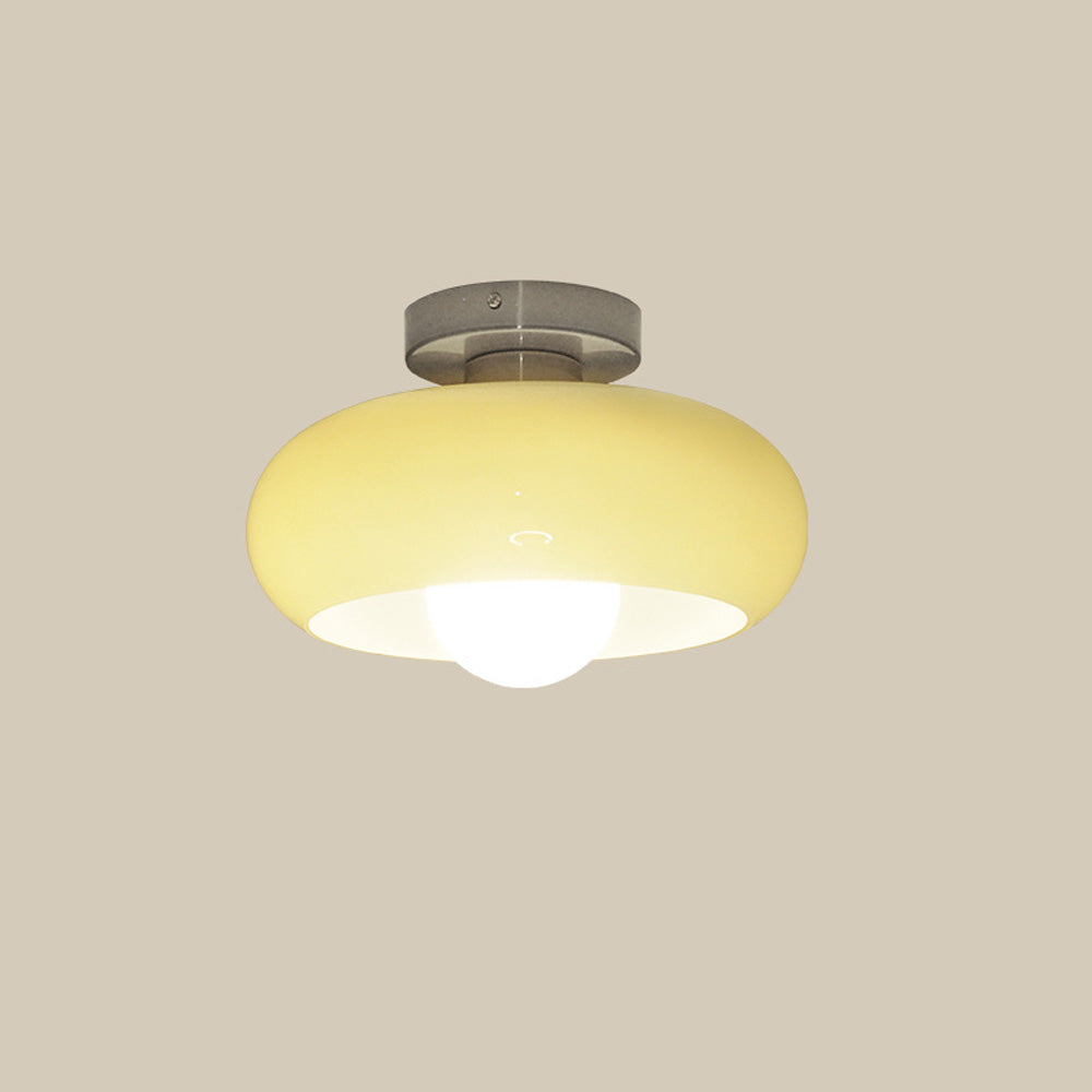 Semi Flush Mount Ceiling Light Fixture 11 in Glass Shade for Bedroom Living Room Hallway Indoor Lighting Chrome Gold Finish | Thomler