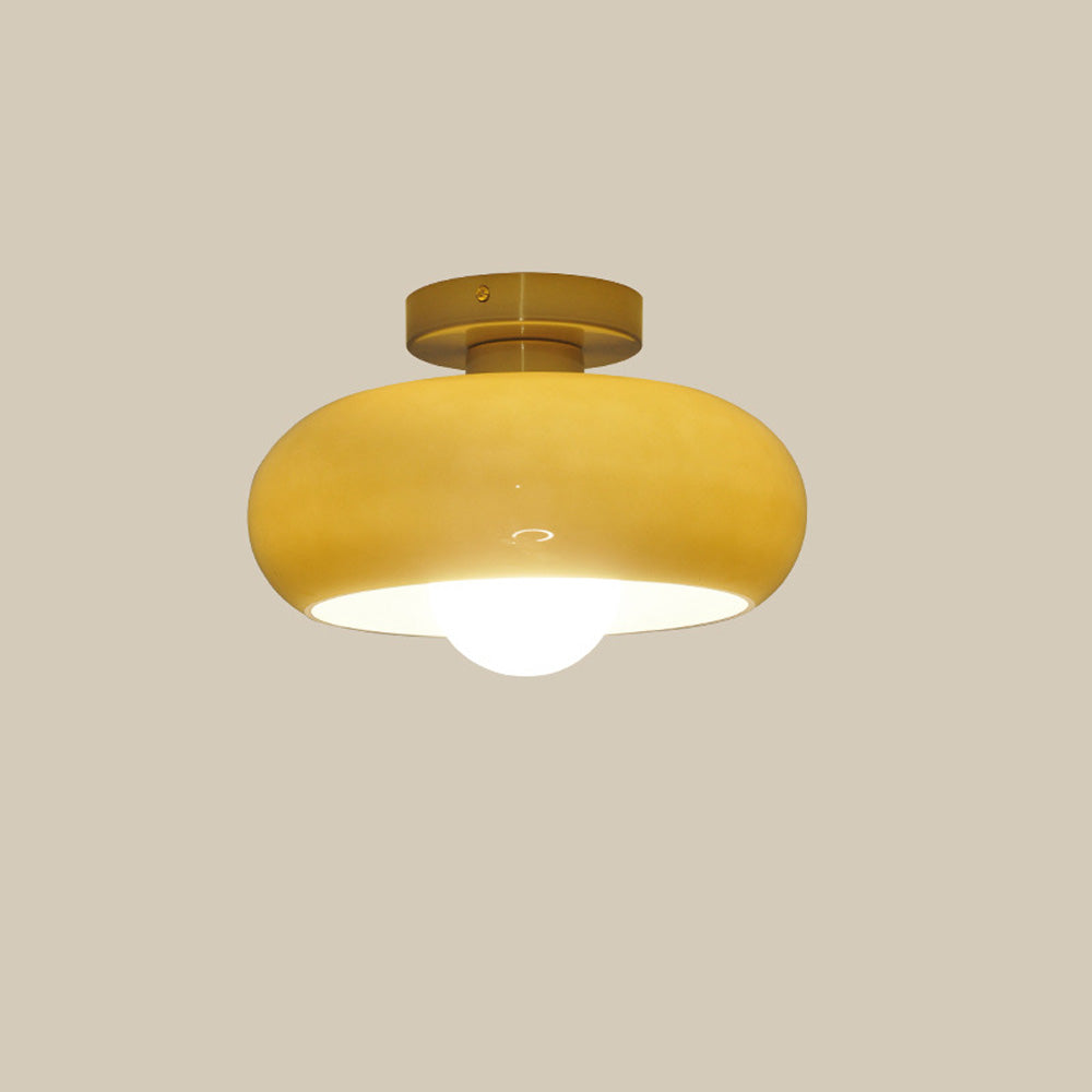 Semi Flush Mount Ceiling Light Fixture 11 in Glass Shade for Bedroom Living Room Hallway Indoor Lighting Chrome Gold Finish | Thomler
