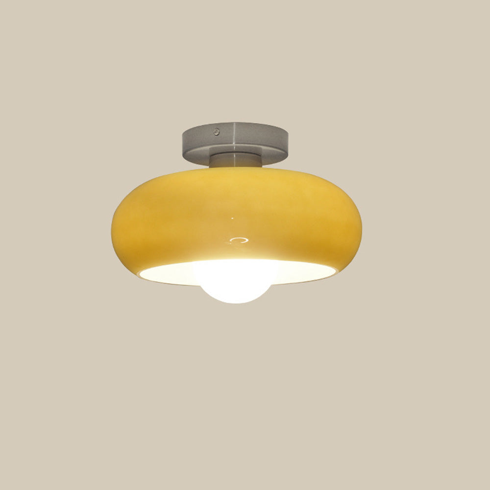 Semi Flush Mount Ceiling Light Fixture 11 in Glass Shade for Bedroom Living Room Hallway Indoor Lighting Chrome Gold Finish | Thomler