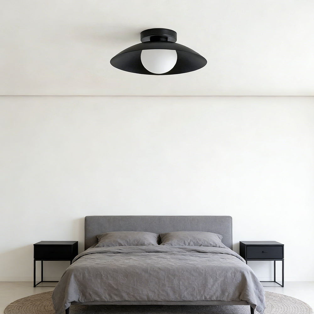 Ronde LED-plafondlamp, metaal, 32 cm diameter, platte montage voor keuken, eetkamer, slaapkamer, hal, 15 cm hoogte, modern design | Thomler
