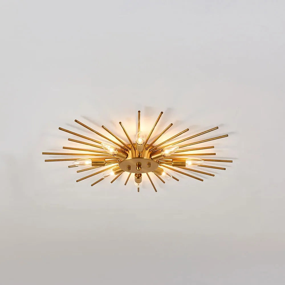 Multi-Bulb Metal Flush Mount Fixture 28 Inch Industrial Overhead Lighting for Dining Room Living Room Bedroom Hallway Contemporary Open Fram | Thomler