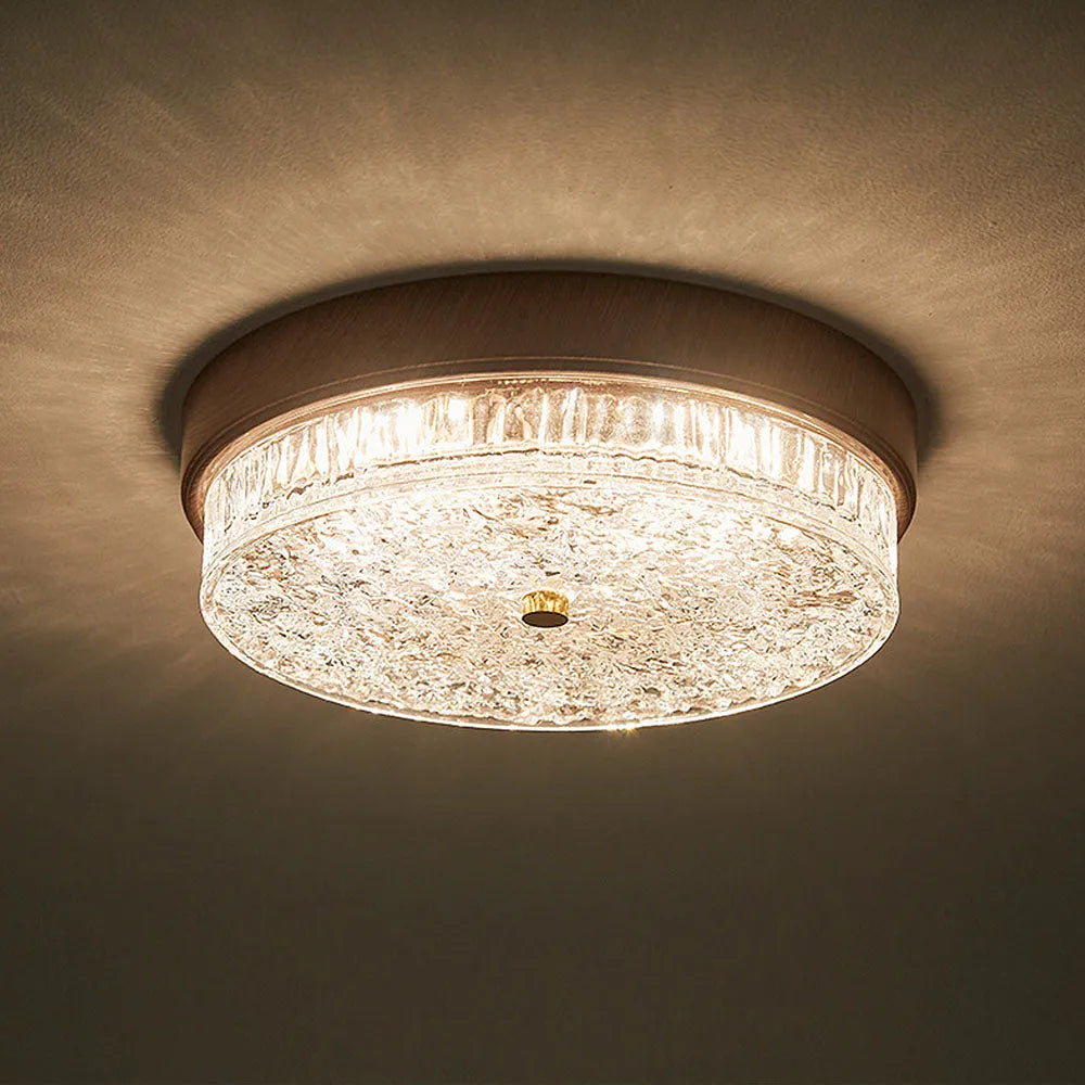 Lámpara de techo LED de montaje empotrado con pantalla de cristal para dormitorio, sala de estar y comedor, accesorio redondo moderno de 12.6 pulgadas, iluminación ambiental interior Cont | Thomler