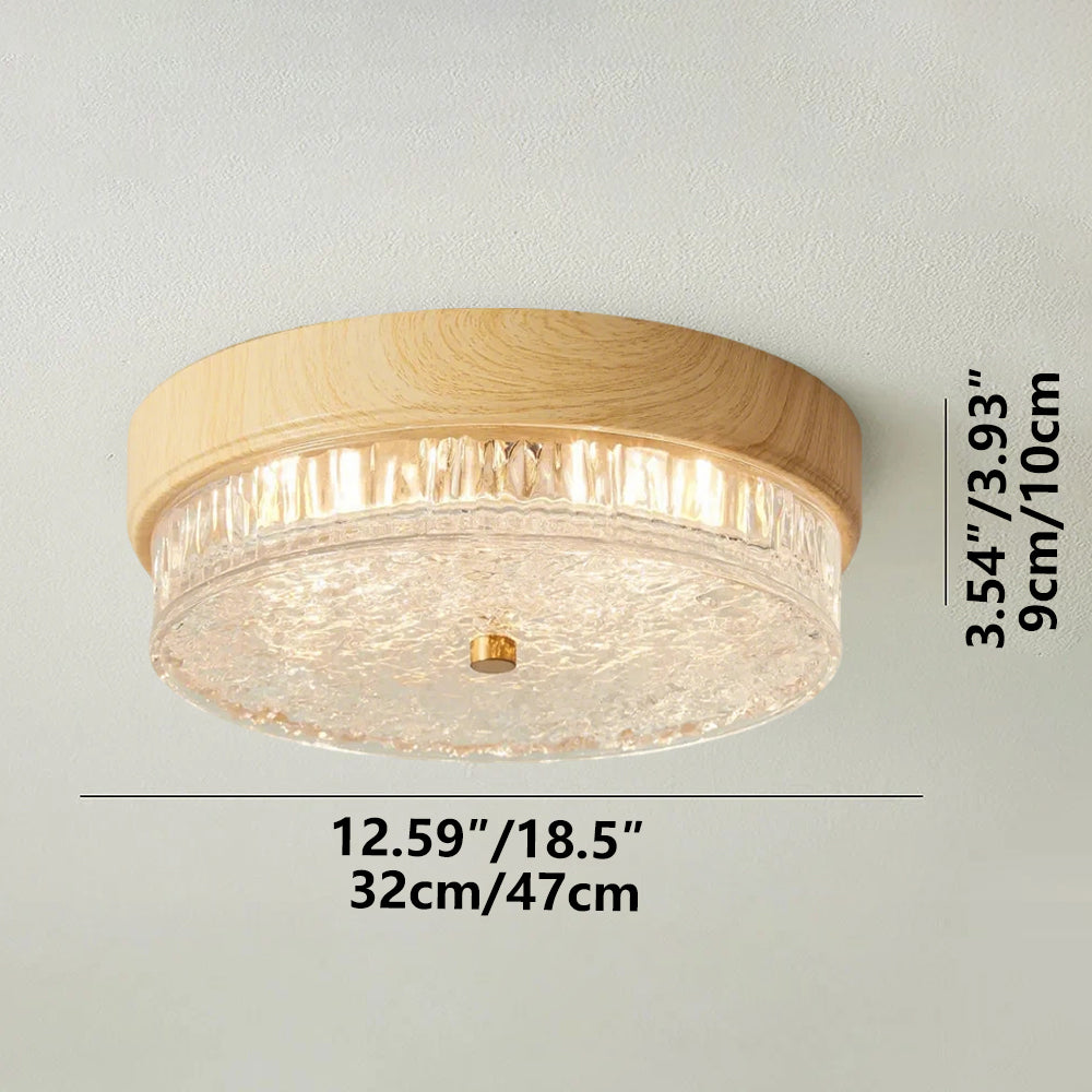 Lámpara de techo LED de montaje empotrado con pantalla de cristal para dormitorio, sala de estar y comedor, accesorio redondo moderno de 12.6 pulgadas, iluminación ambiental interior Cont | Thomler