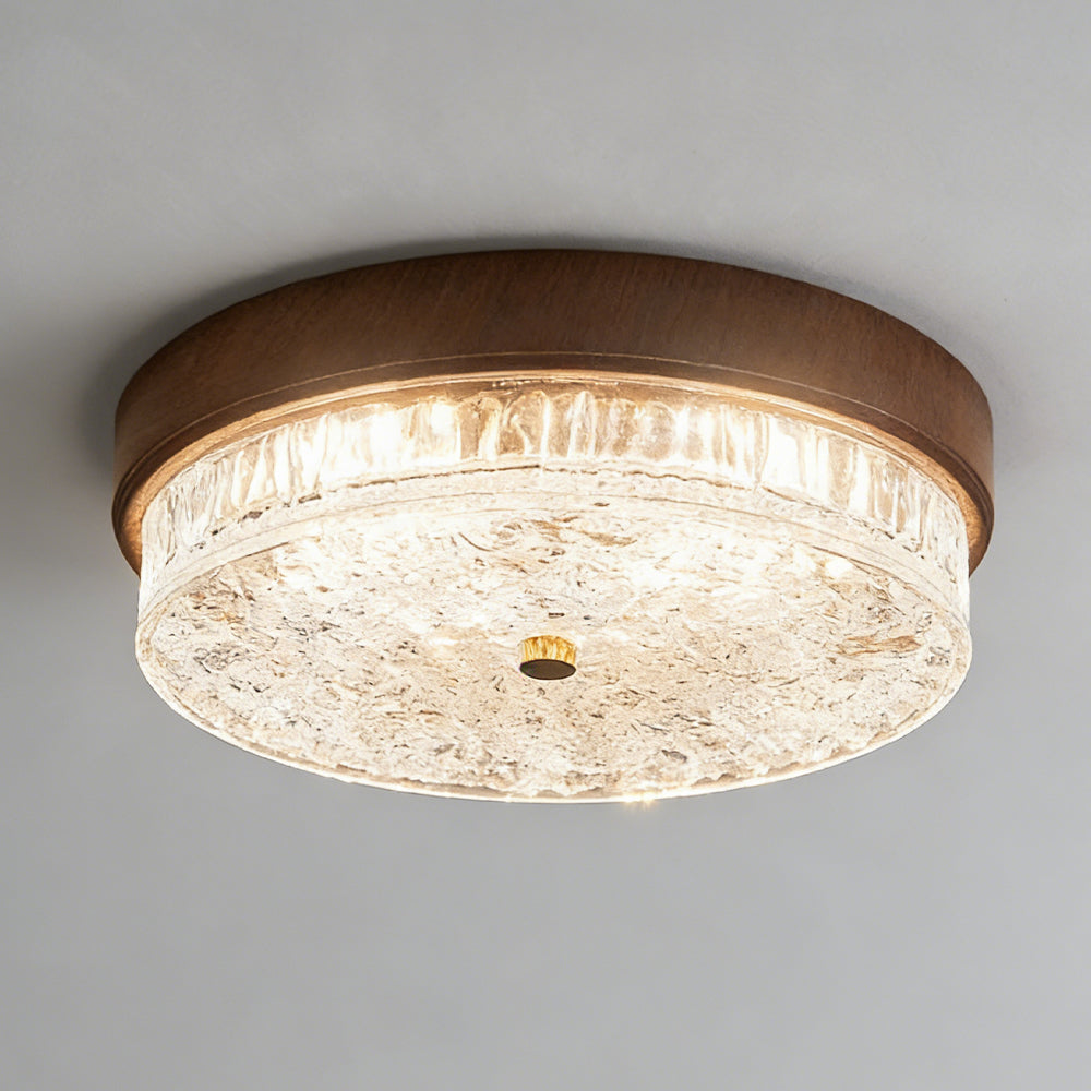 Lámpara de techo LED de montaje empotrado con pantalla de cristal para dormitorio, sala de estar y comedor, accesorio redondo moderno de 12.6 pulgadas, iluminación ambiental interior Cont | Thomler