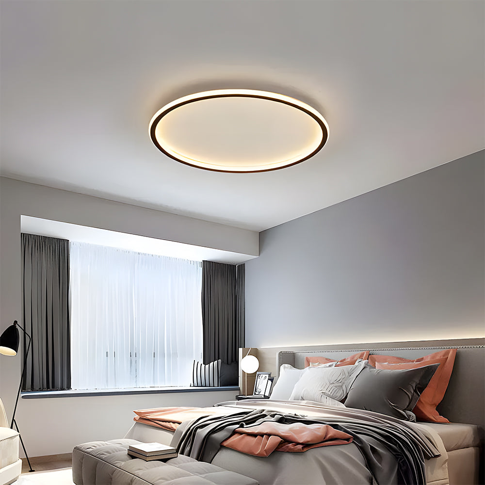 Flush Mount LED Ceiling Light Fixture 12 in Aluminum Round Ultra-Slim 2 in Profile for Bedroom Office Dining Room Modern Energy-Efficient Ho | Thomler