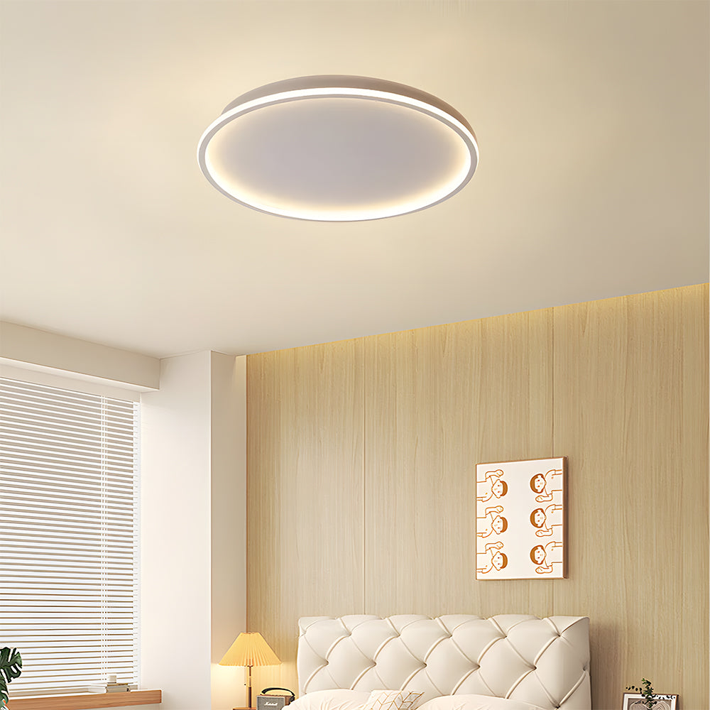 Flush Mount LED Ceiling Light Fixture 12 in Aluminum Round Ultra-Slim 2 in Profile for Bedroom Office Dining Room Modern Energy-Efficient Ho | Thomler