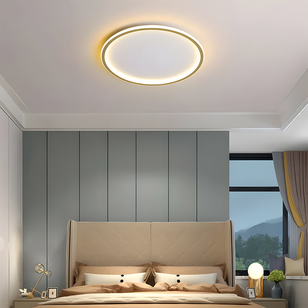Flush Mount LED Ceiling Light Fixture 12 in Aluminum Round Ultra-Slim 2 in Profile for Bedroom Office Dining Room Modern Energy-Efficient Ho | Thomler