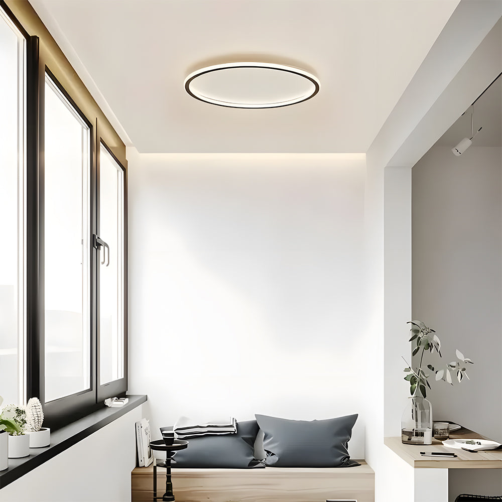 Flush Mount LED Ceiling Light Fixture 12 in Aluminum Round Ultra-Slim 2 in Profile for Bedroom Office Dining Room Modern Energy-Efficient Ho | Thomler