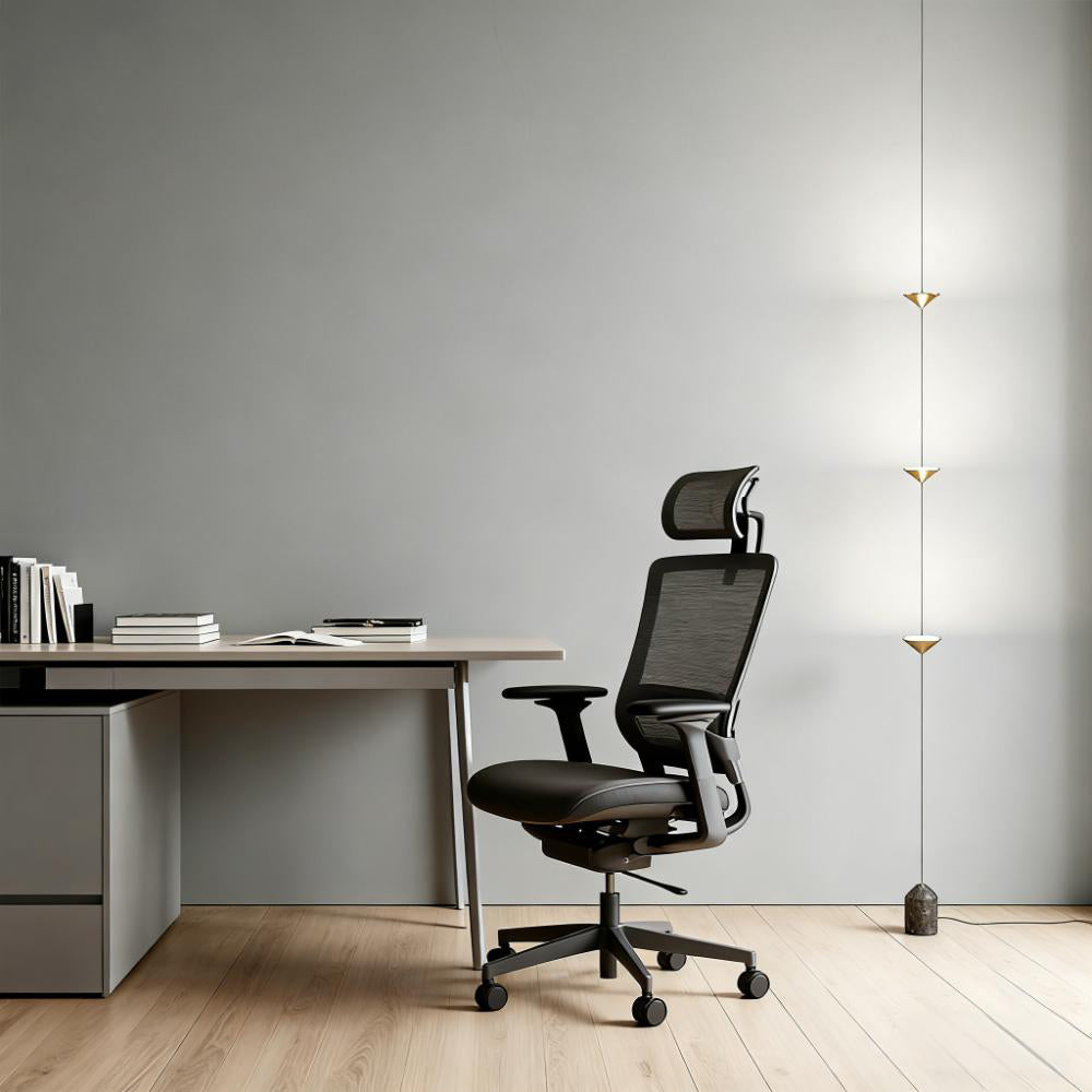 Suspended Triple-Cone LED Floor Lamp with Marble Base Black Metal 138 in Height for Bedroom Living Room Hallway Ambient Lighting Modern Arch | Thomler