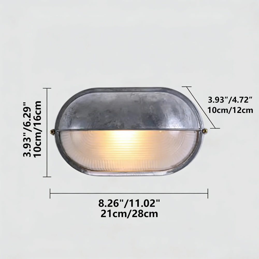 Metal Sconce with Glass Shade for Hallway Corridor Bedroom Entry 8 inch Round Oval Indoor Fixture E26 E27 Bulb Socket Retro Factory Look Hom | Thomler