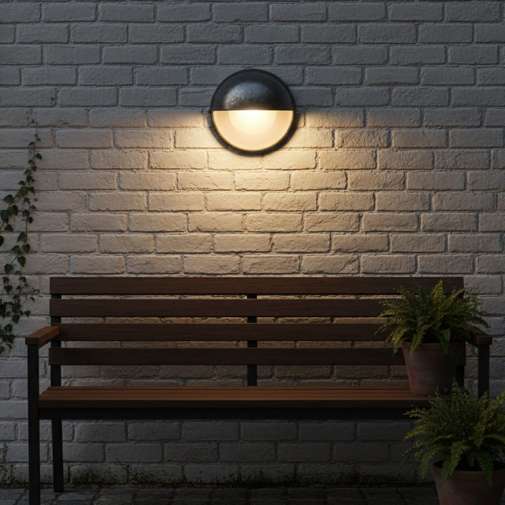 Metal Sconce with Glass Shade for Hallway Corridor Bedroom Entry 8 inch Round Oval Indoor Fixture E26 E27 Bulb Socket Retro Factory Look Hom | Thomler
