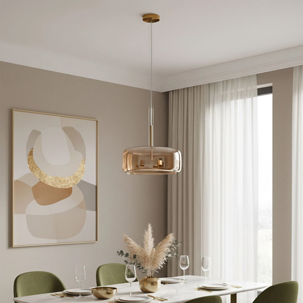 Glass Globe Ceiling Light for Kitchen Island & Dining Table – Adjustable Cord Fixture with Tinted Shade in 5 Sizes | Thomler