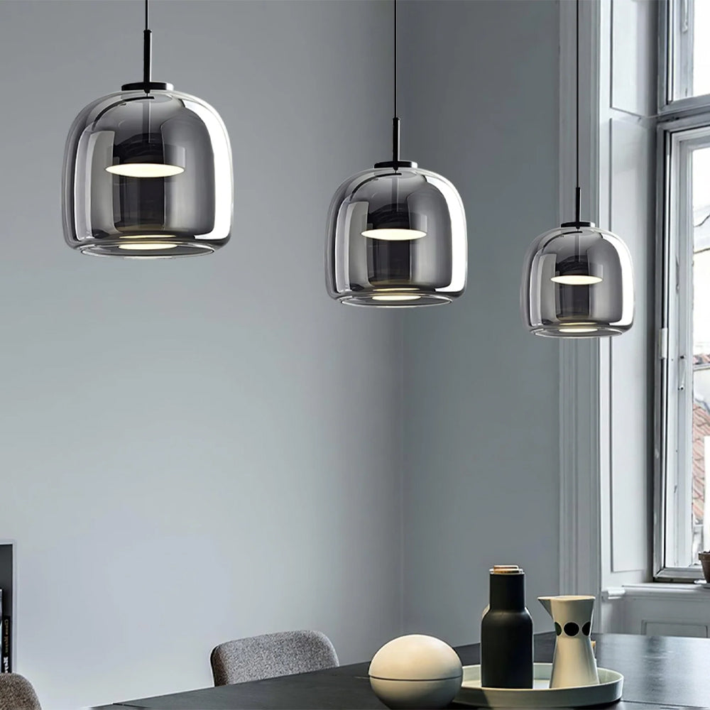 Glass Globe Ceiling Light for Kitchen Island & Dining Table – Adjustable Cord Fixture with Tinted Shade in 5 Sizes | Thomler