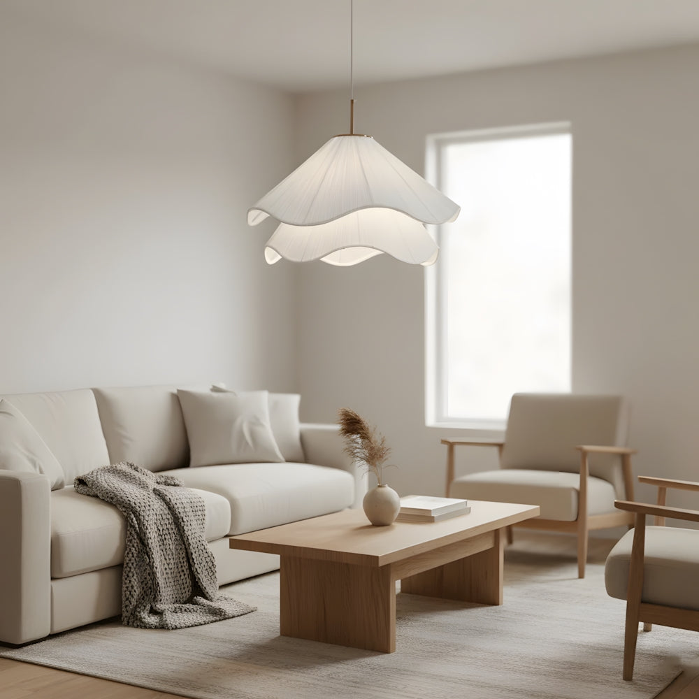 Layered Fabric Drop Light with Floral Silhouette E27 Socket for Dining Areas Bedrooms Living Spaces Soft Diffused Illumination Sculptural Ce | Thomler