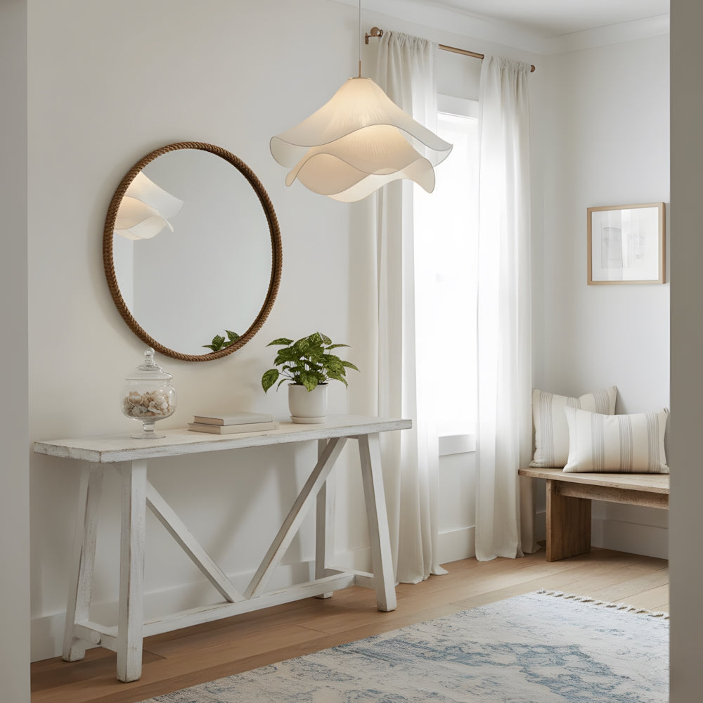 Layered Fabric Drop Light with Floral Silhouette E27 Socket for Dining Areas Bedrooms Living Spaces Soft Diffused Illumination Sculptural Ce | Thomler