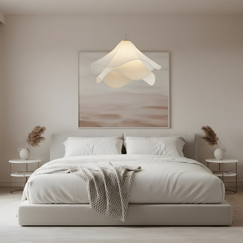 Layered Fabric Drop Light with Floral Silhouette E27 Socket for Dining Areas Bedrooms Living Spaces Soft Diffused Illumination Sculptural Ce | Thomler