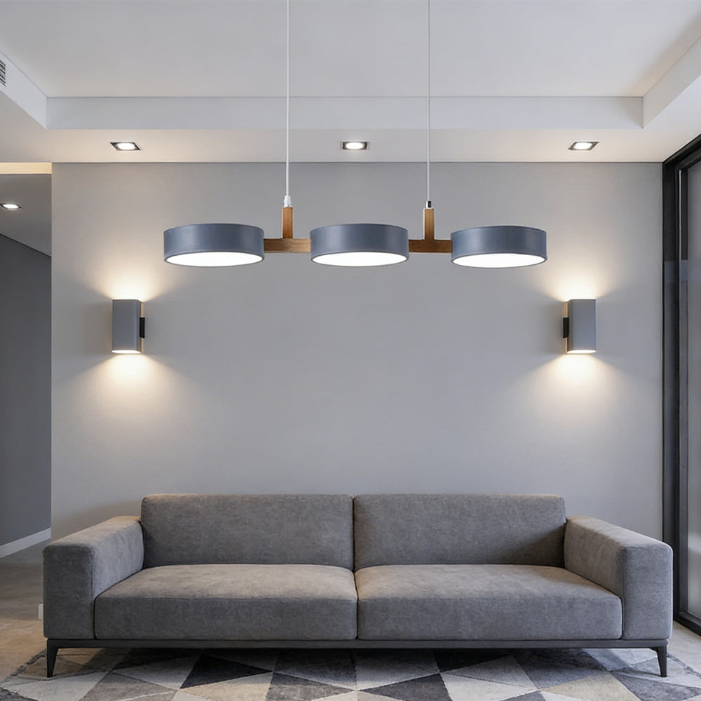 Dreifach-Hängeleuchte für Kücheninsel & Esstisch – Materialmix-Leuchte mit verstellbaren Kabeln, 76 cm Spannweite, LED-geeignet | Thomler