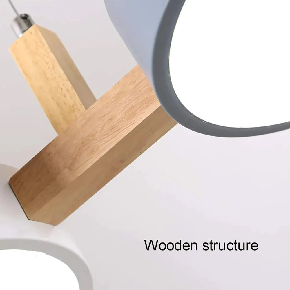 Three-Light Hanging Fixture Metal & Wood 30 in Wide for Kitchen Island Dining Table Adjustable Cord Modern Industrial Overhead Illumination | Thomler