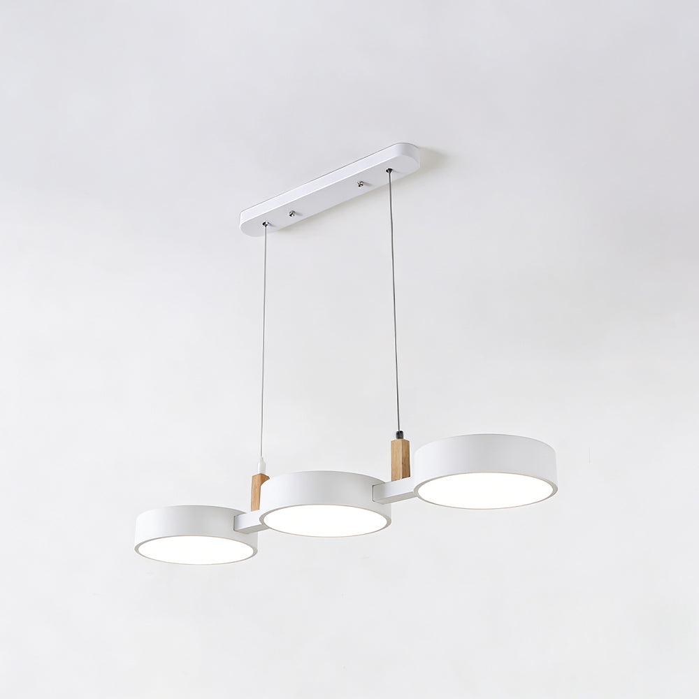 Three-Light Hanging Fixture Metal & Wood 30 in Wide for Kitchen Island Dining Table Adjustable Cord Modern Industrial Overhead Illumination | Thomler