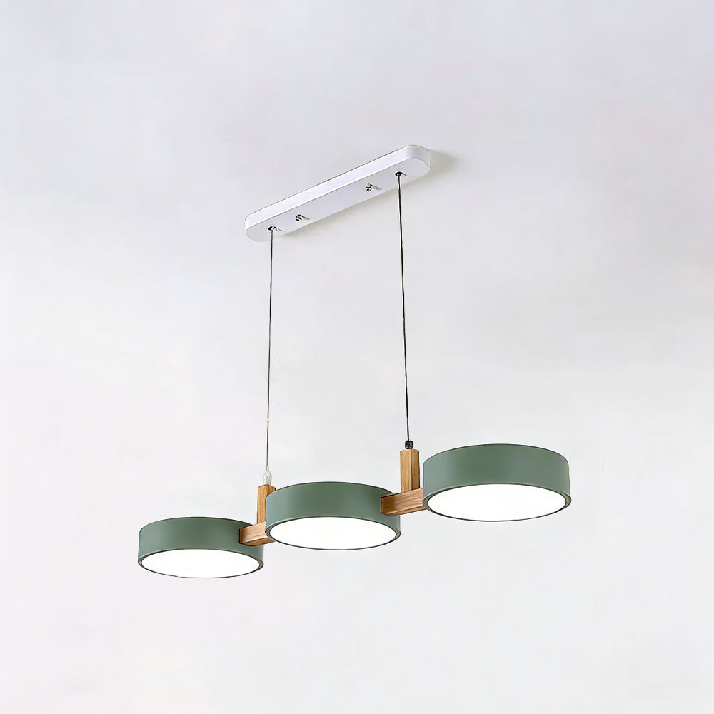 Three-Light Hanging Fixture Metal & Wood 30 in Wide for Kitchen Island Dining Table Adjustable Cord Modern Industrial Overhead Illumination | Thomler